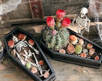 Jardinière cercueil, pot de succulentes gothiques, décoration d'Halloween, porte-plante imprimé en 3D