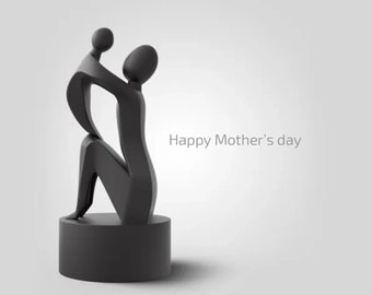 Mother and Child Sculpture, 3D Printed Mothers Day Gift, Artistic Home Decor, Family Figurine, Gift for Her