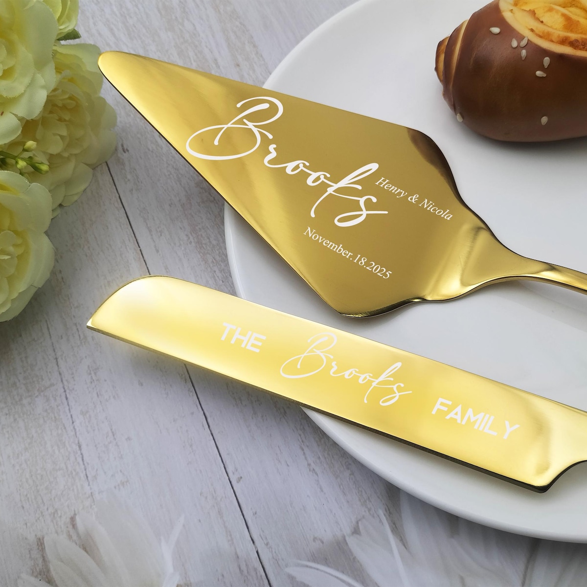 Personalized Wedding Cake Knife Set, Laser Engraved Stainless Steel Keepsake - Etsy
