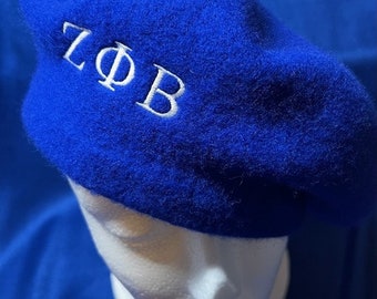 Royal Blue Beret with Embroidered Greek Letters