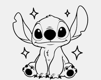 Stitch SVG, Cute Disney Lilo & Stitch Sitting Clipart, Instant Download for Cricut and Silhouette