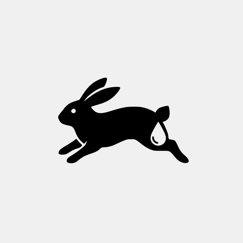 Minimalist Bunny Silhouette SVG, Running Rabbit Outline Clipart, Laser ...