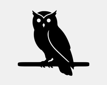 Black Owl Silhouette SVG, Bird on Branch Clipart (Instant Download)