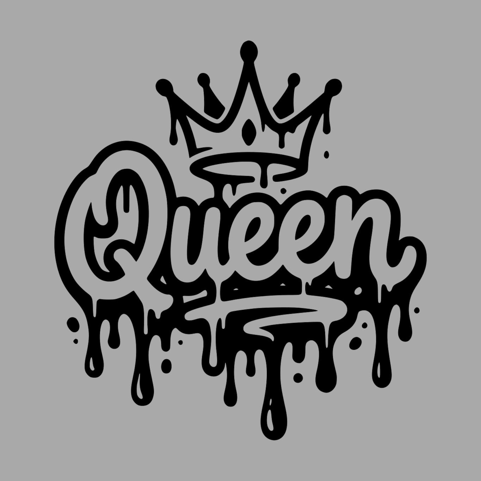 Queen Dripping Graffiti Crown SVG, Urban Style Word Art for T-shirts ...
