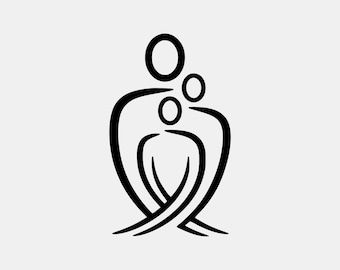 Family Hug Line Art SVG, Minimalist Embrace Clipart (Digital Download)