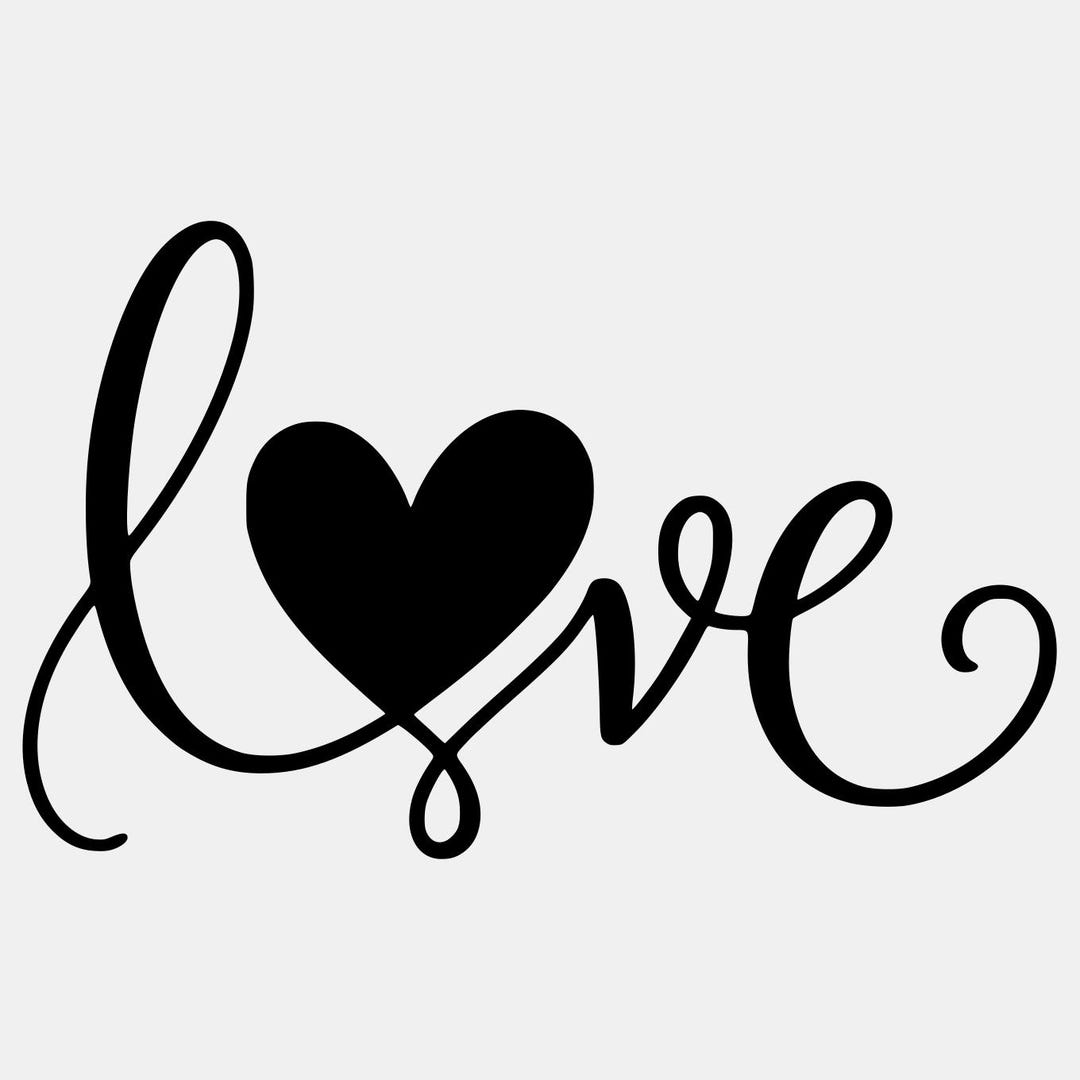 Love Script With Heart Silhouette - Etsy