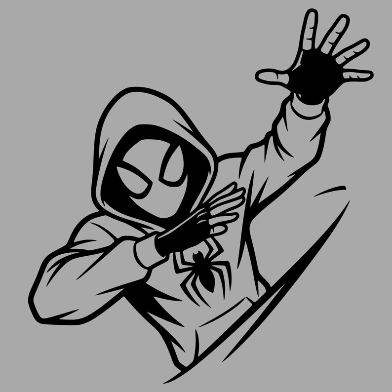 Spider-Man Hoodie Action Pose Black and White Art image 2