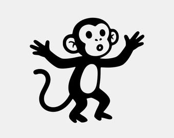 Abstract Monkey Art, Whimsical Cartoon Clipart (Digital Download)