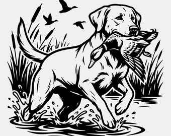 Labrador Retriever Hunting Dog SVG PNG: Waterfowl Retrieval Cut File (Digital Download)