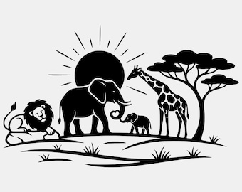 Safari Nursery Animals SVG Bundle | African Animal Clipart (Digital Download)
