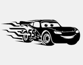 Lightning McQueen Racing Car SVG: Speed Lines Cut File (Digital Download)