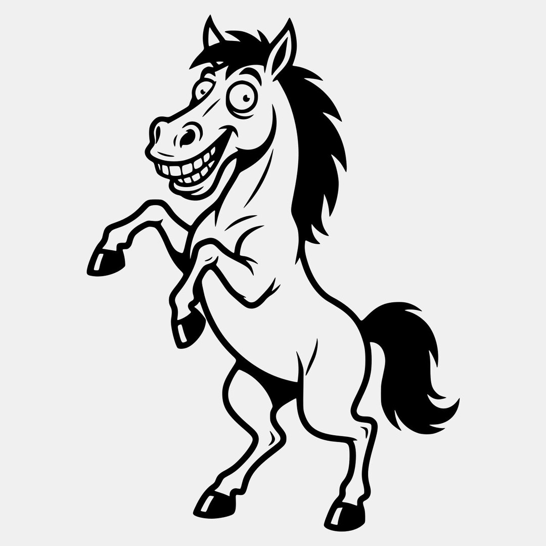 Manic Horse SVG PNG: Bold Cartoon Animal Cut File for Cricut Silhouette ...