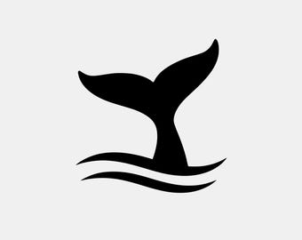 Minimalist Whale Tail SVG, Ocean Wave Cut File for Crafts, Nautical Die Cut Sticker