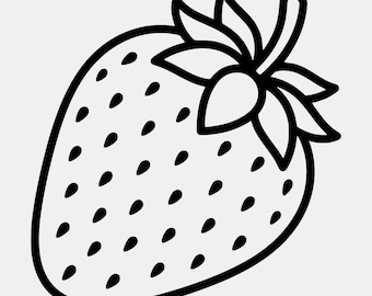 Strawberry Profile SVG PNG: Minimalist Bold Line Art Cut File (Digital Download)