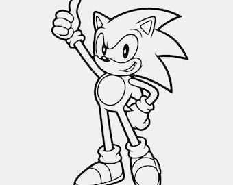 Retro Sonic the Hedgehog Thumbs Up Clipart (SVG, PNG)