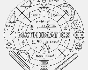 Mathematics Symbols SVG PNG: Graphic Line Art Design (Digital Download)