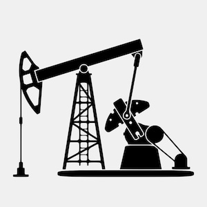 Oil Pumpjack Silhouette SVG PNG: Graphic Industrial Design (Digital Download)