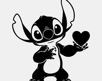 Stitch Heart SVG, Cute Disney Stitch Clipart, Lilo and Stitch Fan Art Digital Download
