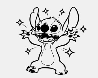 Stitch Line Art SVG PNG: Energetic Alien Cut File (Digital Download)