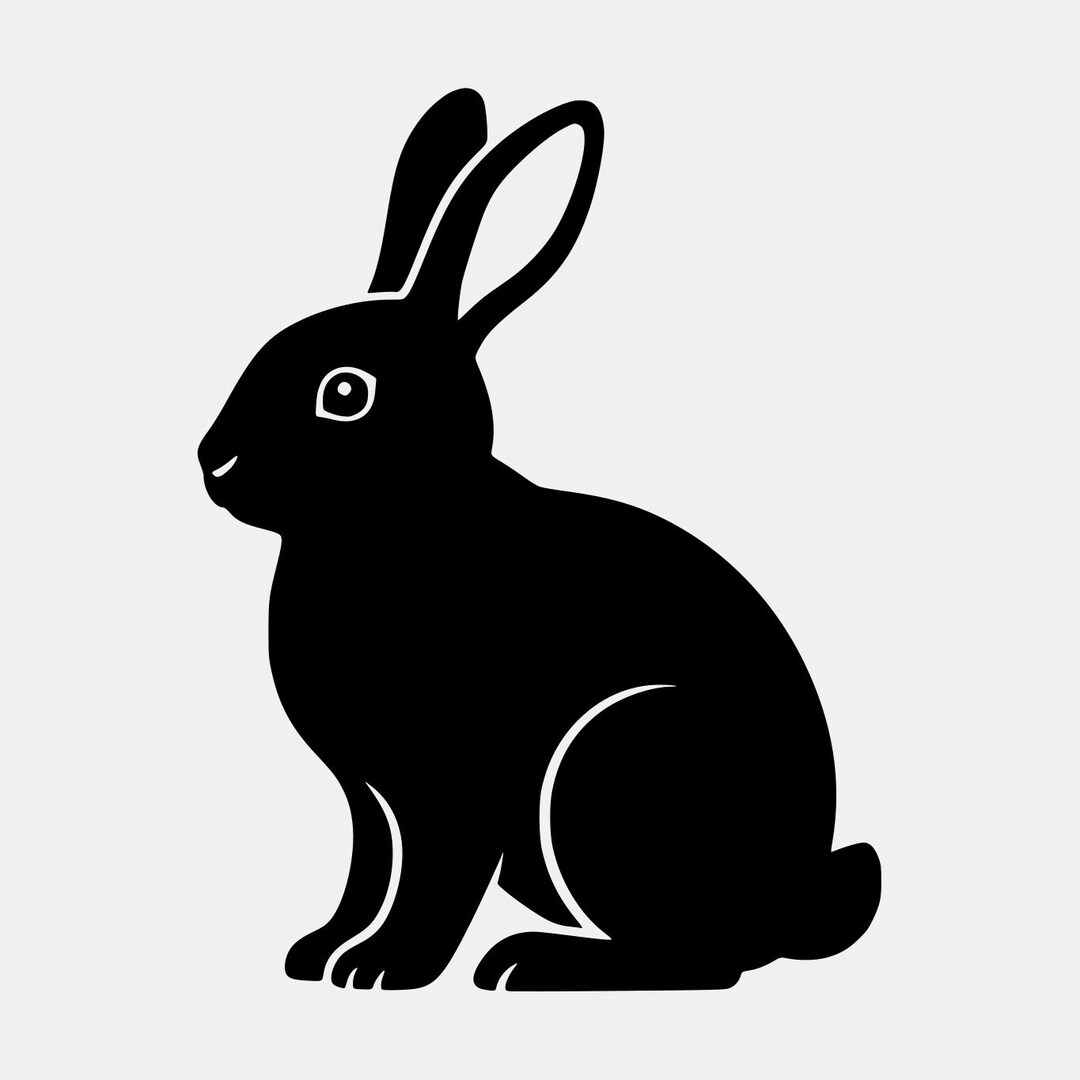 Black Rabbit Silhouette SVG, Bunny Outline Clipart (digital Download ...