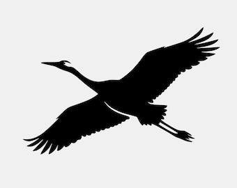 Flying Crane SVG PNG: Minimalist Bird Silhouette Cut File (Digital Download)