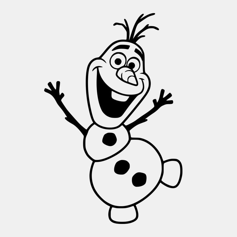 Olaf Mid-jump SVG PNG: Bold Line Art for Cut Files (digital Download ...