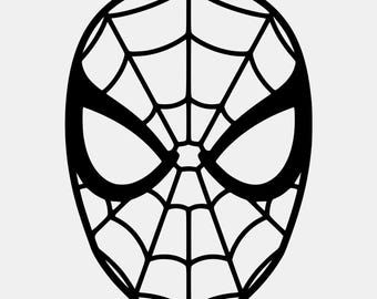 Icono minimalista de Spider-Man SVG, clipart de contorno facial de Spider-Man, descarga digital de superhéroe para Cricut y Silhouette