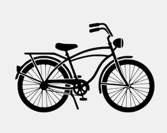 Vintage Cruiser Bicycle SVG, Retro Bike Silhouette Clipart for T-shirts, Instant Download