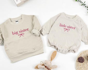 Embroidered Matching Big Sister Little Sister Toddler Romper, Lil Sis Bodysuit, Matching Family Shirt, Big Sis Sweater, Couple Sister Shirt.