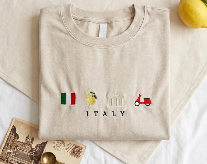 Embroidered Italy Sweatshirt, Italy Vacation T-shirt, Love Italy Shirt, Italy Travel Shirt, Ciao Shirt, Venice Italy, Venice Embroidered.