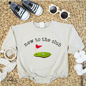 New To The Club Golf Baby Bubble Romper, First Birthday Baby Romper, Baby Shower Gift, Golf Birthday Outfit, Golf-Themed Gift For Kids