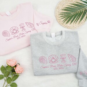 Embroidered Custom Seashell Bells Beach Island Crewneck, Bachelorette Crewneck Pullover, Beach Bach Party T-shirt, Girls Weekend Sweatshirt.