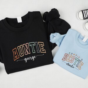 Custom Auntie and Auntie&#39;s Bestie Sweatshirt, Auntie Me Sweatshirt, Aunt Sweatshirt, Aunt Niece Hoodie, Best Gifts for Aunt, Aunt Nephew