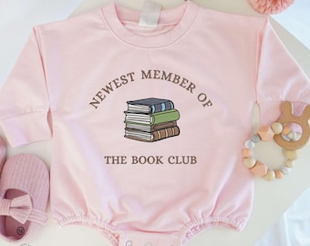 Embroidered Newest Member Of The Book Club Baby Romper, Love Reading Onesie, Littlest Book Club Member Romper, Reader Gift, Book Lover Gift.