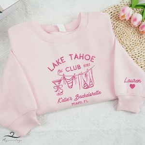Embroidered Custom Lake Tahoe Beach Bachelorette Sweatshirt, Martini Girl Trip Shirts, Beach Bach Party T-shirt, Camp Bride Sweatshirt.