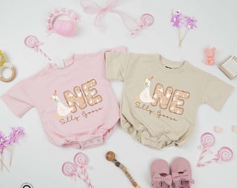One Silly Goose Baby Romper, Baby Birthday Outfit, 1st Birthday Silly Goose Bodysuit, Cute Silly Goose Birthday, Birthday Baby Girl Baby Boy