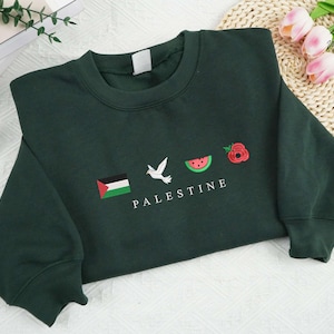 EMBROIDERED Palestine Watermelon Shirt, Palestine Hoodie, Palestinian Sweatshirt, Palestine Flag Shirt, Free Palestine Protest