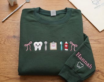 Embroidered Custom Name Dentist Sweatshirt, It's A Good Day To Save Teeth Shirts, Dental Graduation Shirt, Tooth Brush & Dental Icons Shirts