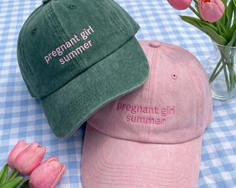 EMBROIDERED Pregnant Girl Summer Hat, Funny Pregnancy Announcement Cap, Mom To Be Beach Hat, Expectant Future Mom Gift, Mommy Headwear