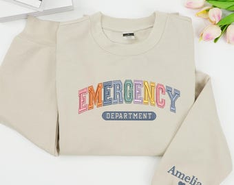 EMBROIDERED Emergency Department Sweatshirt, Funny Emergency Nurse  Shirt, Cute Gift For ER Nurse, New Design For Nurse, ER Department Tee