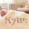 Custom Floral Baby Name Blanket, Newborn Hospital Gift,  Custom Baby Gift, Baby Name Swaddle, Flower Design Blanket, Cotton Baby Blanket
