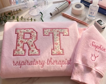 Sudadera bordada para enfermera de terapia respiratoria, camiseta para terapeuta respiratorio, diseño de agradecimiento a las enfermeras, linda camiseta para futura enfermera, camiseta para enfermera respiratoria