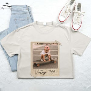 Custom Vintage Photo And Year Unisex T-shirt, Custom Shirt With Picture, Vintage Est 1995 Shirt, Birthday Party Shirt, 30th Birthday Shirt.