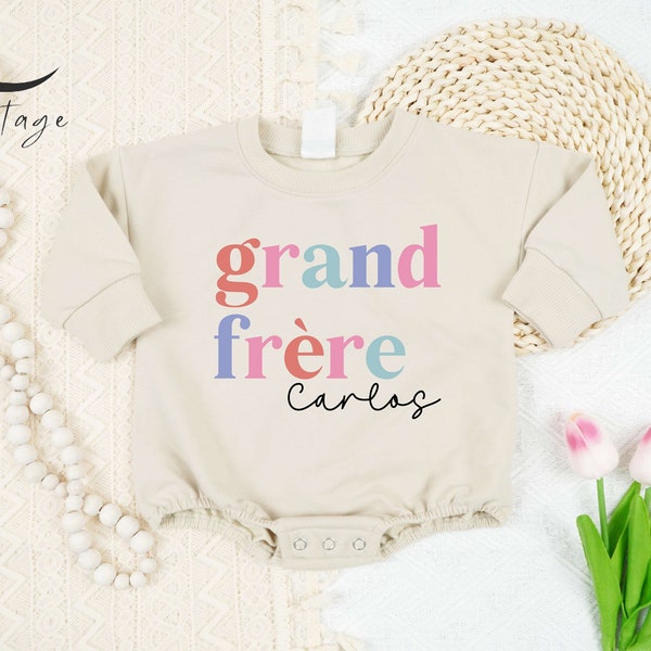 Personalized Grand Frère Big Brother Shirt - Eco-Friendly French Sibling Tee - Pregnancy Announcement Shirt - Custom Big Brother Name Shirt