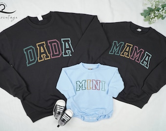 Family Matching Sweatshirts | Mama Dada Mini Holiday Sweatshirts | Mom Dad Baby Hospital Outfits, Family Matching Outfit