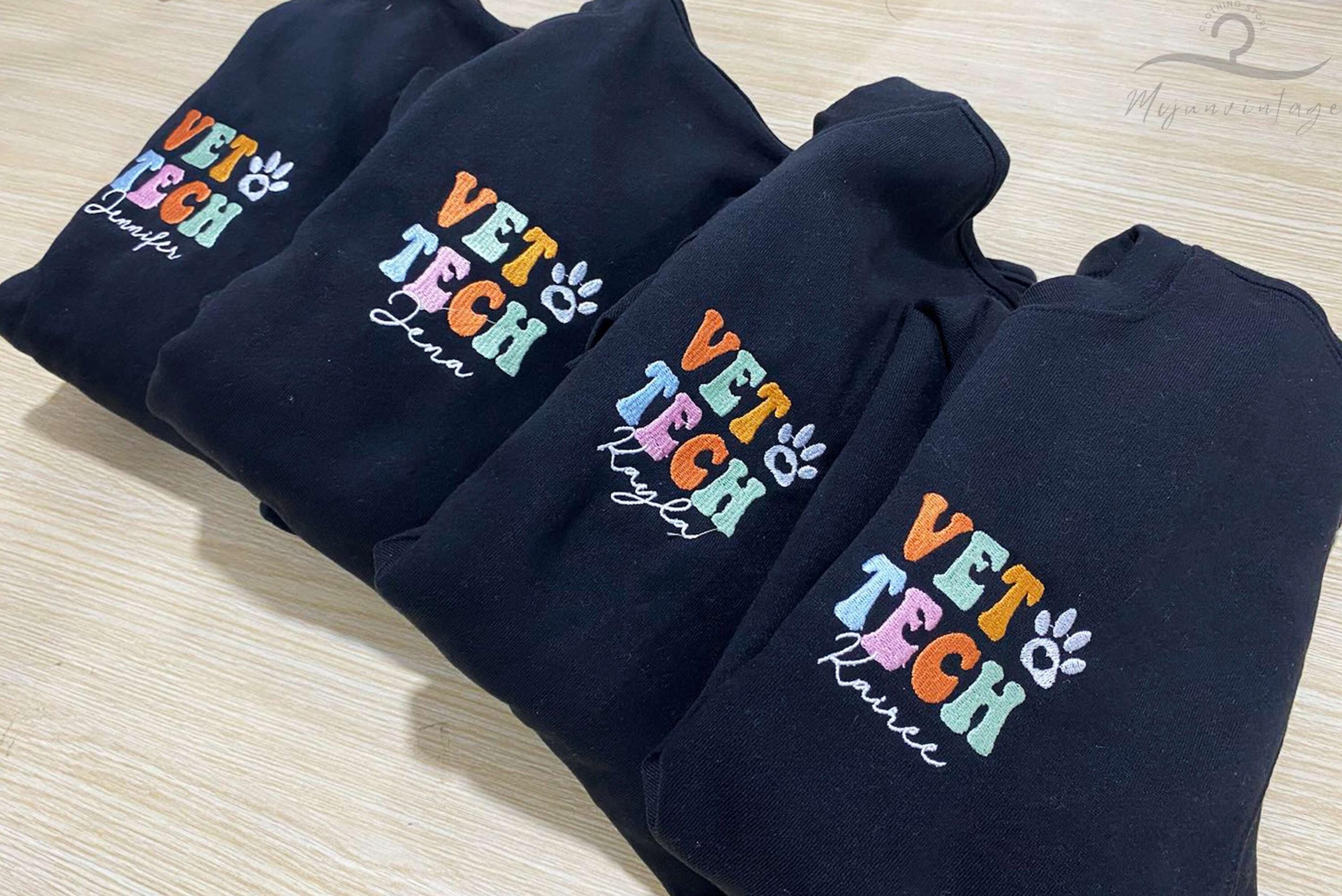 Sudadera de técnico veterinario bordada personalizada, camiseta de técnico veterinario personalizada con nombre, camiseta de técnico veterinario, suéter veterinario