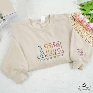 Embroidered ADR Sweatshirt, Funny Vet Tech Veterinarian Gift For Staff, DVM LVT Graduation Shirt, Vet Assistant Sweater, Animal Lover Gift