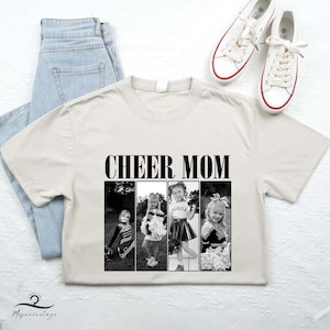 Custom Cheer Mom Photo T-shirt, Mother's Day Shirt, Cheer Hoodie, Cheer Pullover Sweatshirt, Game Day Season Mom Shirt, Custom Photo Mom Tee