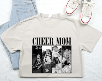 Custom Cheer Mom Photo T-shirt, Mother's Day Shirt, Cheer Hoodie, Cheer Pullover Sweatshirt, Game Day Season Mom Shirt, Custom Photo Mom Tee