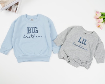 Embroidered Big Brother Little Brother Baby Bodysuit, Cute Kids Matching Shirts, Pregnancy Announcement Family Outfit, Awesome Sibling Shirt